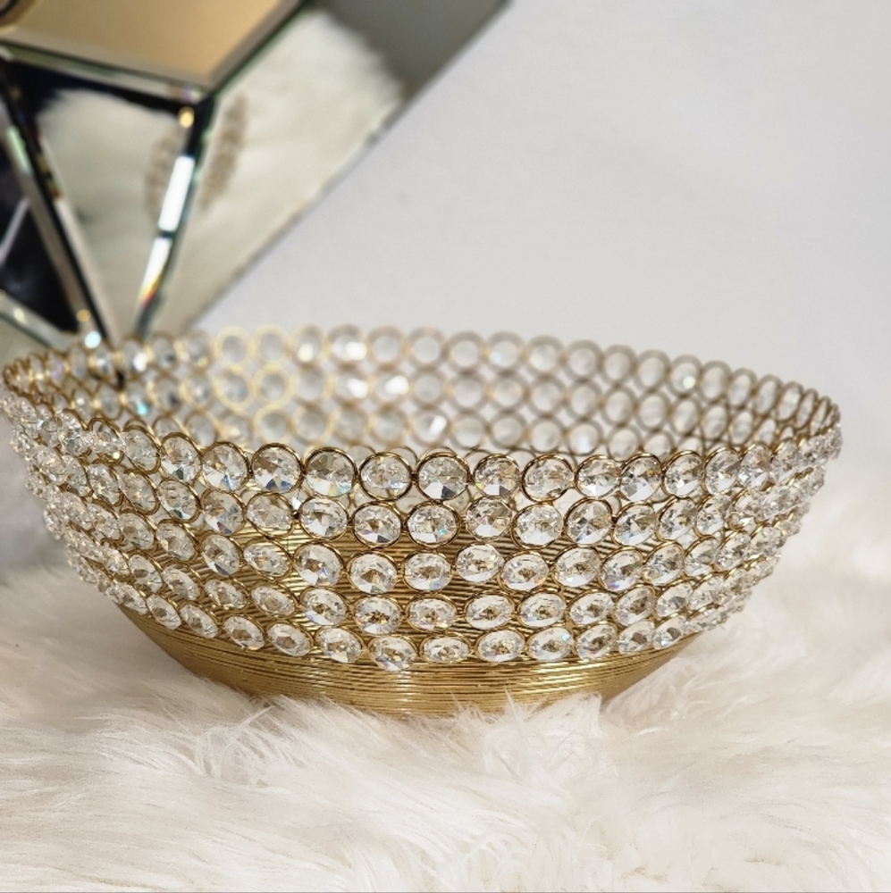 Elegant Crystal surroundings gold Decorative  Bowl